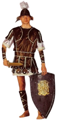 Romeinse soldaat bruin - Willaert, verkleedkledij, carnavalkledij, carnavaloutfit, feestkledij, historisch, terug in de tijd, 1800, 1900, van oermens tot baron en barones
